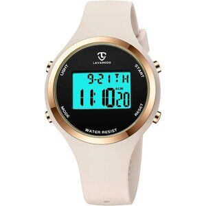 🔥 Women's Chronograph Women White Outdoor Sport with Alarm Digital Stopwatch